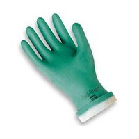 Ansell Edmont 37-175-8 Ansell Size 8 Green Sol-Vex 13\" Flock Lined 15 mil Nitrile Glove With Sandpatch Finish And Straight Cuff